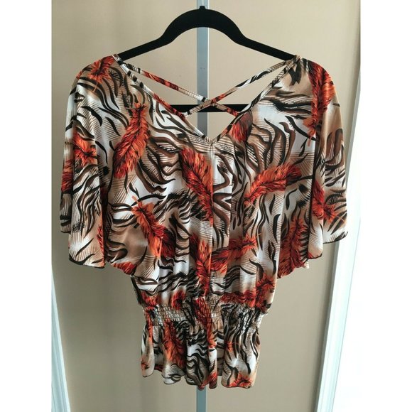 Shui Si Qing Womens Shirt Medium Blouse Top V-Neck Spring Summer Work Career M - Picture 5 of 8